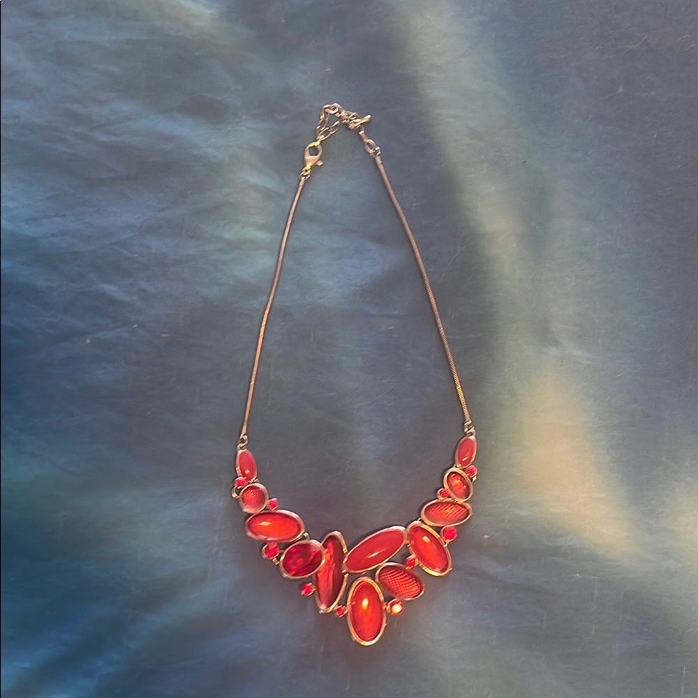 Elegant Red Gemstone Bib Necklace